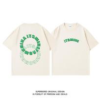 American Casual Street Tide Brand Niche Letter Short-sleeved T-shirt Men's Summer Pure Cotton Loose Large Size Half-sleeve S