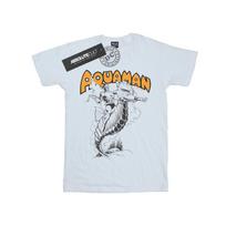 DC Comics Mens Aquaman Mono Action Pose T-Shirt S balta