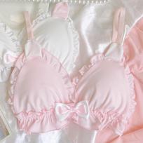 Girls Bras Pink Cute Heart Deep V Push Up Bras For Women Backless Sling Tops Female Lingerie Pad Bras 38/85AB