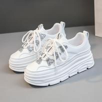 W3615 new board shoes sequined summer tide little white shoes thick sole inner height increase fashion casual shoes student shoes 34 balta