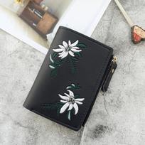 Fashion Leather Short Women Wallet Ladies Small Clutch Money Coin Pocket Card Holders Purse Female Embroidered Wallets 12.5*2.5*9cm