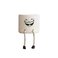 Ceramic Funny Expression Fleshy Plant Flower Pot for Home Green Plant Potted Plant Personality Creative Ornaments Home 1 white