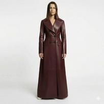 Handmade Real Lambskin Leather Stylish Women's Party Wear Burgundy Trench Coat S bordinė