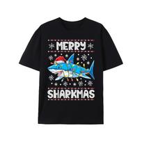 European sizes Men'S Merry Sharkmas Santa Shark Christmas T-Shirt -  Ugly Sweater Design with Red & White Shark Graphic S