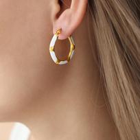 Hong Kong Retro Geometric Colorful 18k Gold Titanium Steel Earrings – Durable, Stylish, Non-Fading.