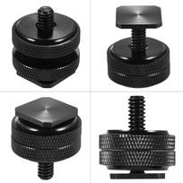 New Metal Double Nut Flash Mount Adapter Speedlite Accessory 1/4  Thread Screw