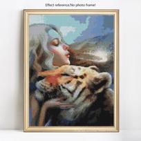 Deimantinis siuvinėjimas Tigras Kalnų krištolų paveikslai kryželiu Siuvinėti deimantu 20X30 gray