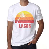 Men’s Vintage Tee Shirt Graphic T Shirt Lagos Sunset White XS balta