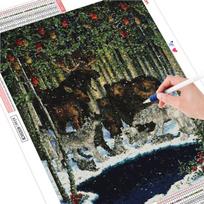 Deimantinis paveikslas viso kvadrato meškiukas Naujas deimantinis siuvinėjimas Gyvūnų siuvinėjimas kryželiu Kalėdų dekoracijos Full Square (20X30CM) black