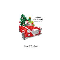 Senos mokyklos kalėdinis automobilio terminis lipdukas Patch, šilumos perdavimas, plaunamas Nauji madingi „pasidaryk pats“ marškinėliai Džinsų apdaila, išlyginami perkelimai 7.5x8 cm red
