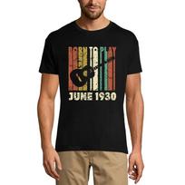 Men's T-Shirt Born To Play Guitar June 1930 - Gift for 90th Birthday Tee Shirt XS sidabro smėlio spalvos