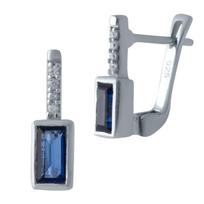 Sidabriniai auskarai su nano safyru 0,62 ct (2021957) mėlyna