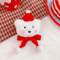 Blucome Lovely Plush Baby Bear Brooch for Women Men Scarf Coat New Year Christmas Gift balta