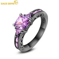SACE GEMS Klasikinis cirkonio žiedas, moteriškas papuošalas vakarėliui 9 gray