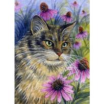 5D „pasidaryk pats“ deimantų tapyba katė tarp gėlių Deimantinio siuvinėjimo kryželiu rinkinys, pilnas kalnų krištolinio akmens mozaikos namų dekoras Round 20x30cm