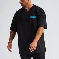 Muscleguys Men's Hip-hop Short-sleeved Tide Top Summer Loose Cotton fitness Clothes youth high street fashion Printing Half-sleeve T-shirt M juoda