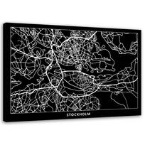 Feeby Canvas print, Stokholmo miesto planas 60x40 balta/juoda