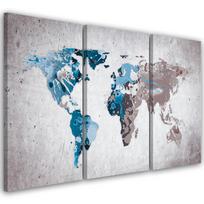 Trijų dalių paveikslas ant drobės Retro World Map Turquoise 60x40 įvairiaspalvis