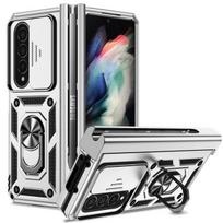 Rašiklio lizdo lankstomas dėklas, skirtas Samsung Galaxy Z Fold 4 5g dėklas, lankstomas objektyvo apsauga, stovo galinis dangtelis, skirtas Samsung Z Fold4 Capa Fundas Only Case (No Pen) sidabras
