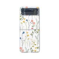 For Samsung Galaxy Z Flip 4 3 Case Flowers Painted Transparent Shockproof Hard Back Cover For Samsung Zflip 4 3 Case Accessories For Samsung Z Flip 3