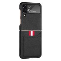 Skirtas Samsung Flip4 sulankstomas odinis mobiliojo telefono dėklas, skirtas Samsung Galaxy Z Flip 4 Flip3 Flip4 Flip 3 5g kortelių lizdui Zflip4 dėkliams for Samsung Z Flip 4 juoda