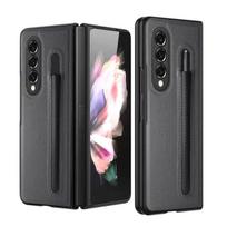 Fashion Lychee S Pen Slot Case For Samsung Galaxy Z Fold 4 3 Pu +Pc Leather Pattern Cover Anti -Knock Luxury Cases For Fold3 Fold4 For Galaxy Z Fold 4 pilka