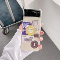 For Samsung Z Flip 4 Case Retro Label Transparent Folding Phone Case For Samsung Z Flip 3 Zflip4 5g Shockproof Hard Back Cover For Z Flip 4