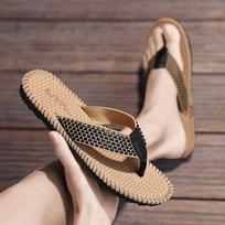 WTEMPO Summer Men's Flip-flops Personality Lightweight Outdoor Soft-soled Slides Non-slip Indoor Slipper Beach Shoes 44 juoda