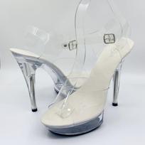 Seksualūs aukštakulniai „stiletto“ platformos sandalai, šlepetės, skaidrūs krištoliniai batai, vestuviniai batai banketams, 1099 serija, 13 cm, LFD 39 balta