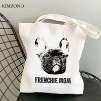 Prancūzų buldogas pirkinių krepšys bolso rankinė medvilninis daugkartinis džiuto krepšys pirkinių krepšys daugkartinis bolsas reutilizables audinys cabas 24*26cm white