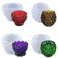 1Pc Relief Bowl Clay Molds Flowerpot Silicone Mold DIY Epoxy Resin Molds Concrete Cement Plaster Mold Candle Cup Mould Storage Box white