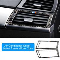 Anglies pluošto automobilio valdymo skydelio kairioji-dešinė oro kondicionieriaus išleidimo angos rėmo dangtelio lipdukai, skirti BMW X5 E70 X6 E71 2008-13 Upper outlet 2pcs