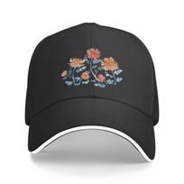 Chrysanthemum Watercolor & Pen Pattern - Cornflower Blue Cap Fashion Casual Baseball Caps Adjustable Hats Customizable As shown