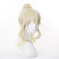 Anime Genshin Impact Jean Cosplay perukas moterims, auksinė arklio uodega, karščiui atsparūs sintetiniai plaukai Helovinas Anime Cosplay perukai One Size smėlis