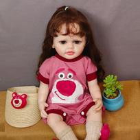55 cm Reborn Baby Doll Realistic Babies Reborn Minkštas visiškai silikoninis vaikas su įsišaknijusiais plaukais mergaitei mažylio gimtadienio dovana black