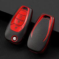 3 Buttons TPU Leather Remote Flip Key Fob Shell Key Cover Case for Chevrolet Cruze Aveo Malibu Onyx LTZ 2014-2018 Key Holder raudona