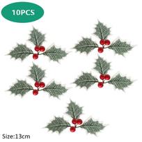 2M LED kalėdinės girliandos apšvietimo stygos Dirbtinės raudonos uogos Holly lapai gebenės vynmedis Kalėdų eglutės papuošimui namų dekoravimui