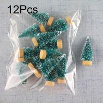 12 vnt mažo sniego šerkšno sizalio stalviršio dekoro mini Kalėdų eglutės pušies dekoratyvinė dovana, miela 12Pcs/Pack gray
