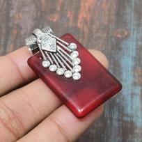 Lovely Mozambique Garnet Gemstone Handmade 925 Sterling Silver Jewelry Pendant 1.58 Inces raudona