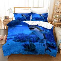 3D Single/Double Shark Bedding Set Marine Animal Duvet Cover 2/3pcs AU140 * 210 Full Size Boys' Room Soft Home Textile Baby 100x135cm