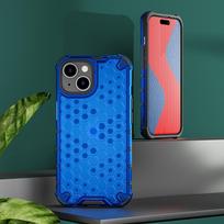 KEYSION Shockproof Armor Case for iPhone 15 Pro 15 Ultra Silicone+PC Honeycomb Phone Back Cover for iPhone 15 Plus for iPhone 15 mėlyna