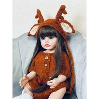 55cm Soft Silicone Body Vinyl Reborn Toddler Girl Doll Betty Lifelike Newborn Baby Wig Hair Gifts for Children Toy black