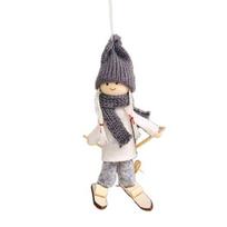 Kalėdinė slidinėjimo mergaitė lėlė Rankų darbo megzta skrybėlė Drabužiai Daugkartinio naudojimo Kalėdų eglutė kabantis Gnome Dekoracija Ornamentas Pakabukas Vakarėlis Šventės Dovana F gray