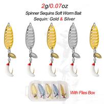 5Pcs/Box Spinner Sequins Soft Worm Bait  Artificial BaitSequins For Fishing Trout Flies Bait 5Pcs/Box-s-2g