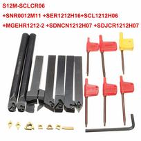 SER/SNR/SCLCR/SDNCN/SDJCR/MGEHR/S10K-SCLCR 10 mm pjovimo juosta, 7 dalių rinkinys, 12 mm tekinimo įrankio kostiumas, 7 pjovimo strypai, 7 ašmenys