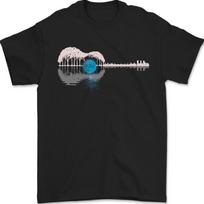 Acoustic Guitar Water Reflection Music Moon Unisex T-shirt S
