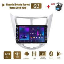 icreative Carplay 2din Android Car Radio Multimidia vaizdo grotuvas skirtas Hyundai Solaris Accent Verna 2010-2016 su mygtuko rankenėlės navigacijos GPS 2+32GB 1+16GB gray