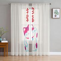 Japoniško stiliaus Katės Permatomas langas Užuolaidos Tiulis Užuolaidos Svetainės Balkono Apdailos Užuolaidos 135W x 114H(cm) white