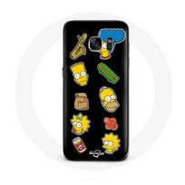 Coque pour Samsung Galaxy S7 Edge Les Simpson autocollants fond noir