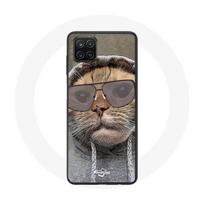 Coque Samsung Galaxy A12 Chat avec une capuche photo drole Animaux